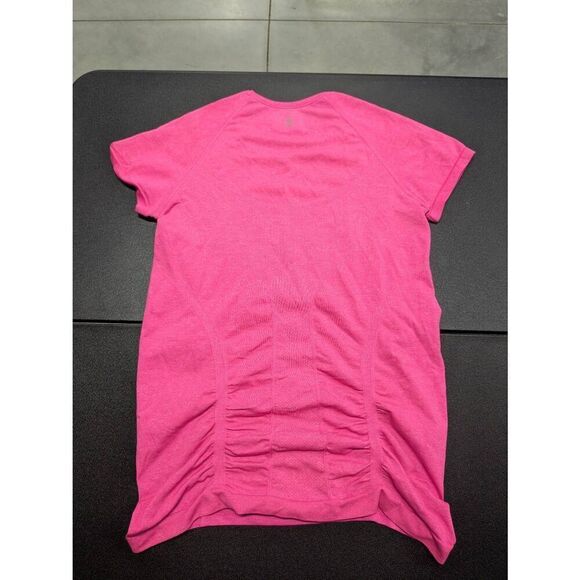 Athleta Fastest Track Tee T-shirt Ruched Athletic Workout Pink Heather Women’s S - Picture 2 of 5